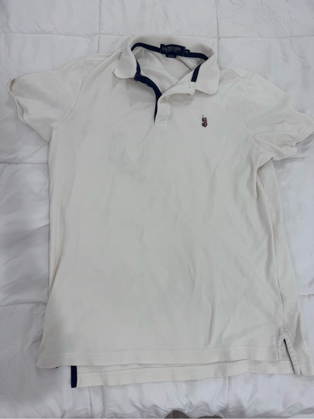 U.S. Polo Assn. White Polo with Navy Trim